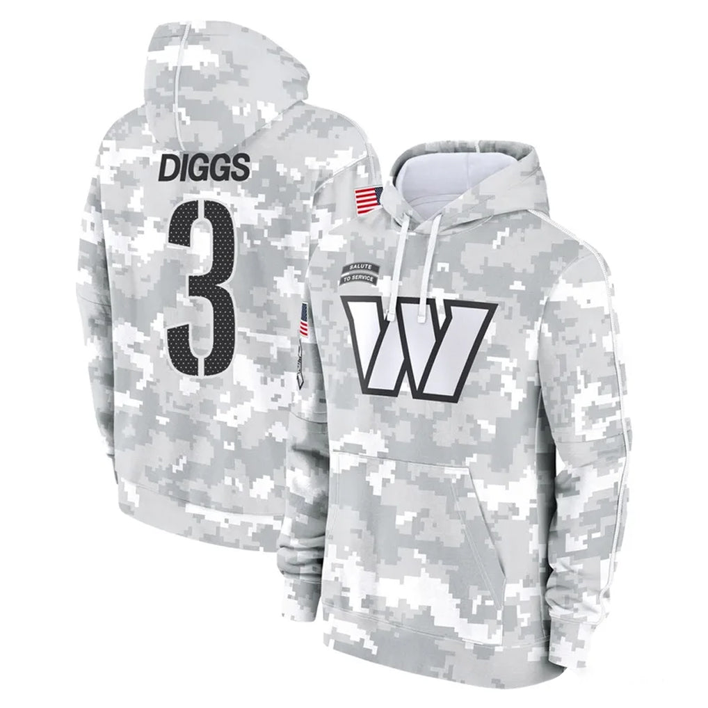 Elroe W.Commanders #3 Stefon Diggs Player Arctic Camo Limited Salute to Service Pullover Hoodies Game Stitched Jerseys