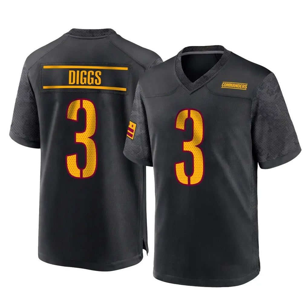 Elroe W.Commanders #3 Stefon Diggs Player Black Home Game Stitched Jerseys