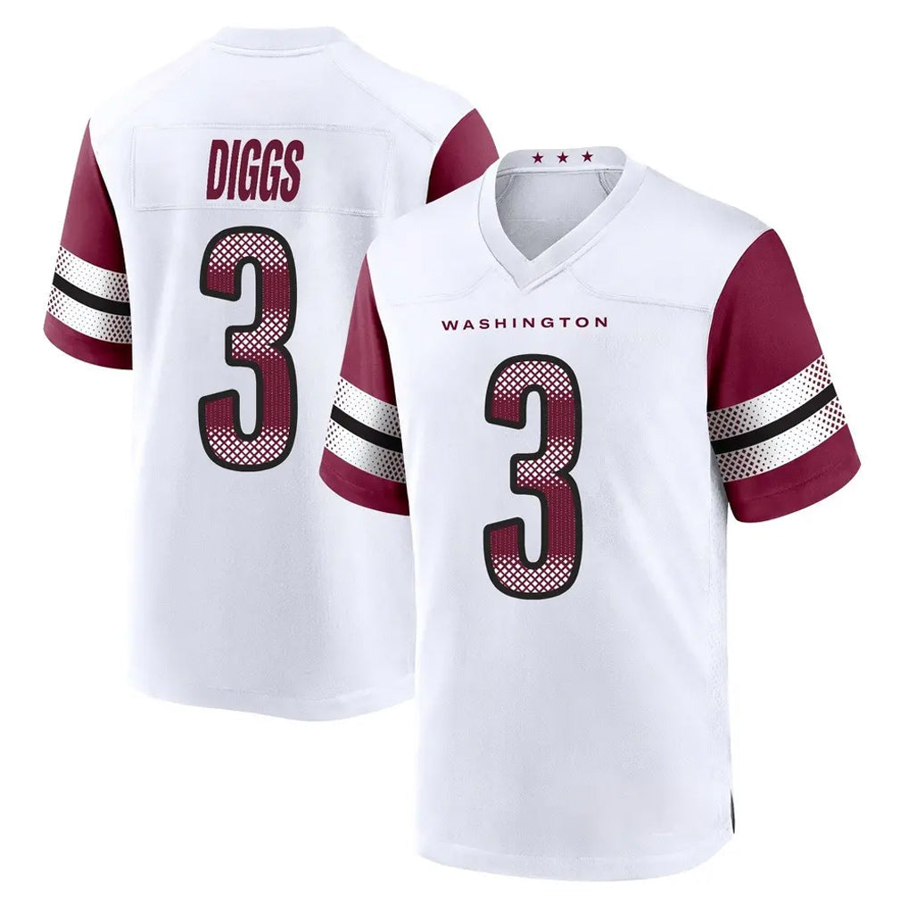 Elroe W.Commanders #3 Stefon Diggs Player White Game Home Stitched Jerseys