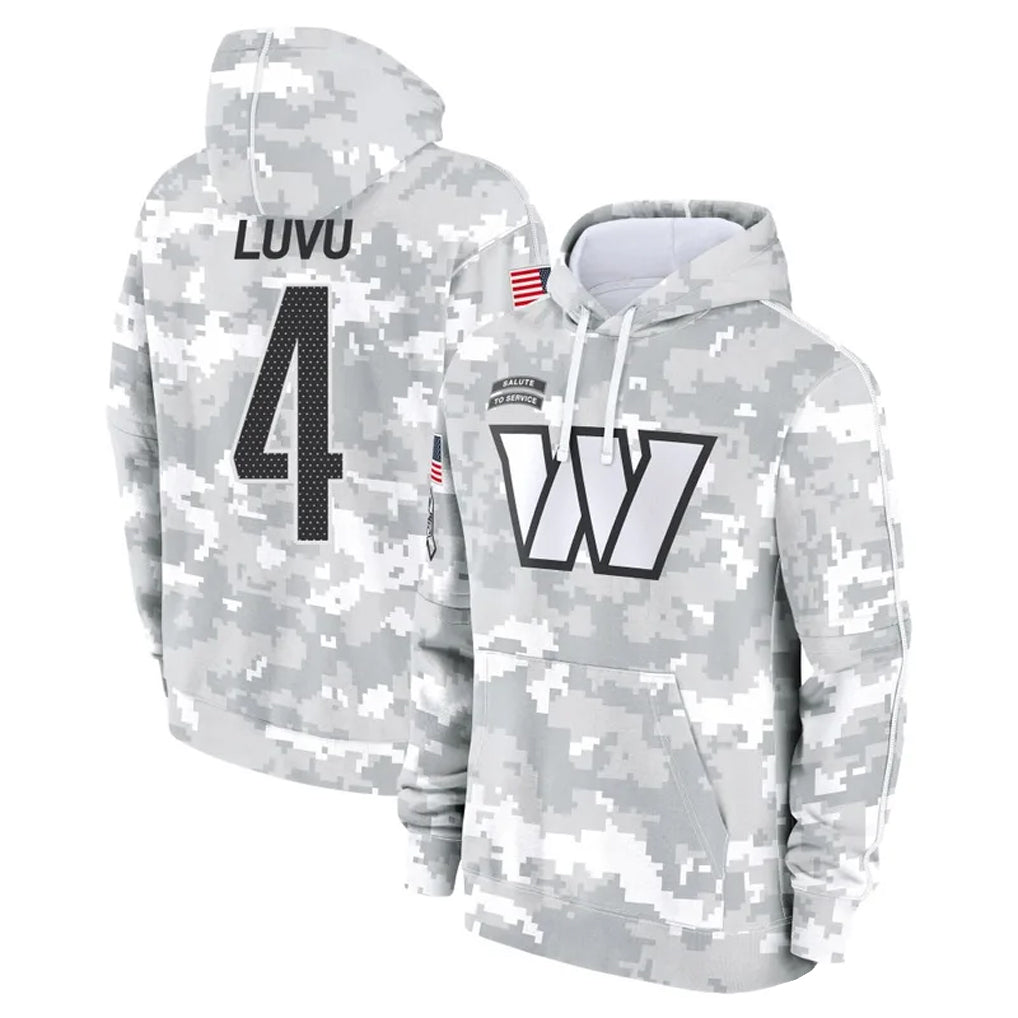 Elroe W.Commanders #4 Frankie Luvu Player Arctic Camo Salute to Service Hoodies Stitched Jerseys