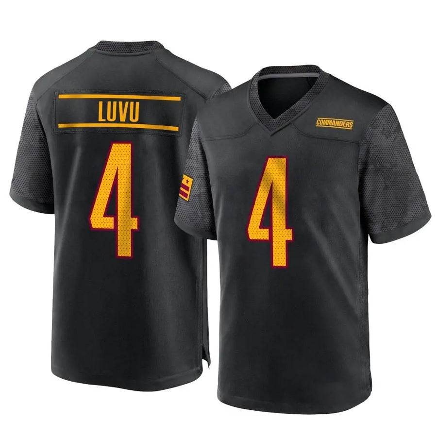 Elroe W.Commanders #4 Frankie Luvu Player Black Home Game Stitched Jerseys