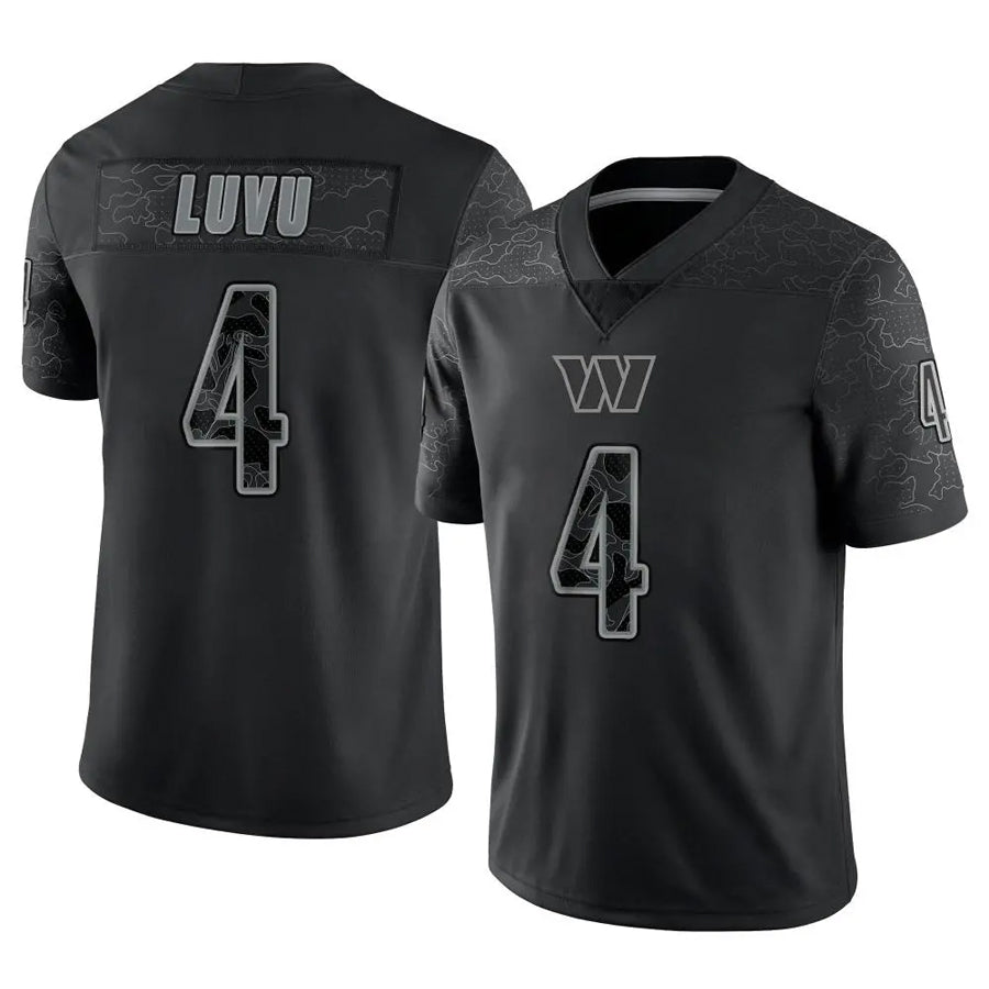 Elroe W.Commanders #4 Frankie Luvu Player Black RFLCTV Limited Stitched Jerseys