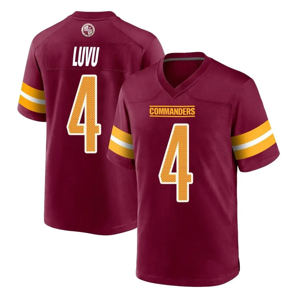 Elroe W.Commanders #4 Frankie Luvu Player Burgundy Home Game Stitched Jerseys