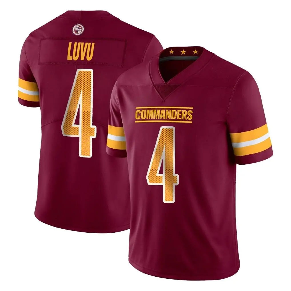 Elroe W.Commanders #4 Frankie Luvu Player Burgundy Limited Vapor Home Game Stitched Jerseys