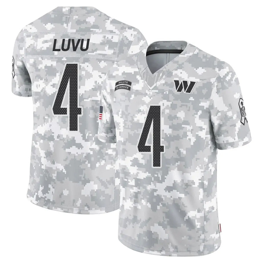 Elroe W.Commanders #4 Frankie Luvu Player Limited Arctic Camo Salute to Service Stitched Jerseys