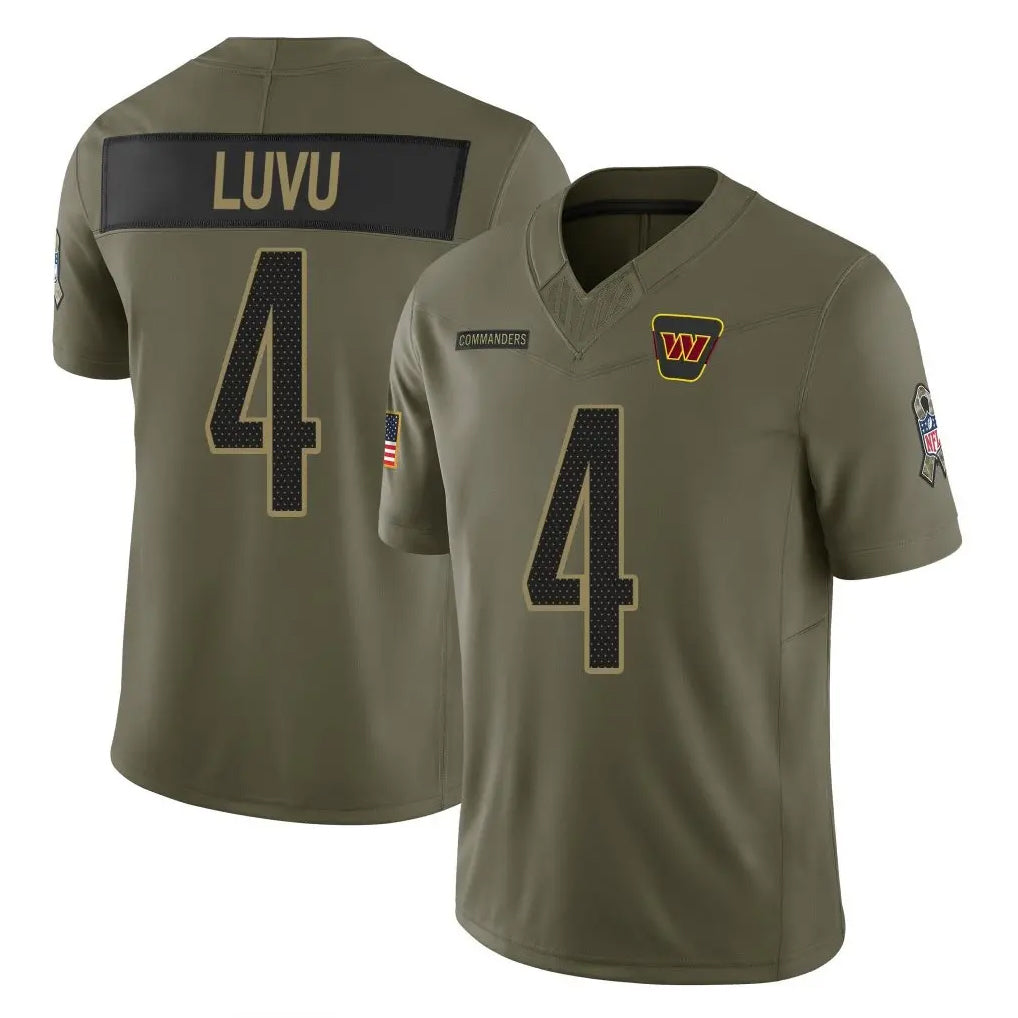 Elroe W.Commanders #4 Frankie Luvu Player Olive 2025 Salute To Service Limited Home Game Stitched Jerseys