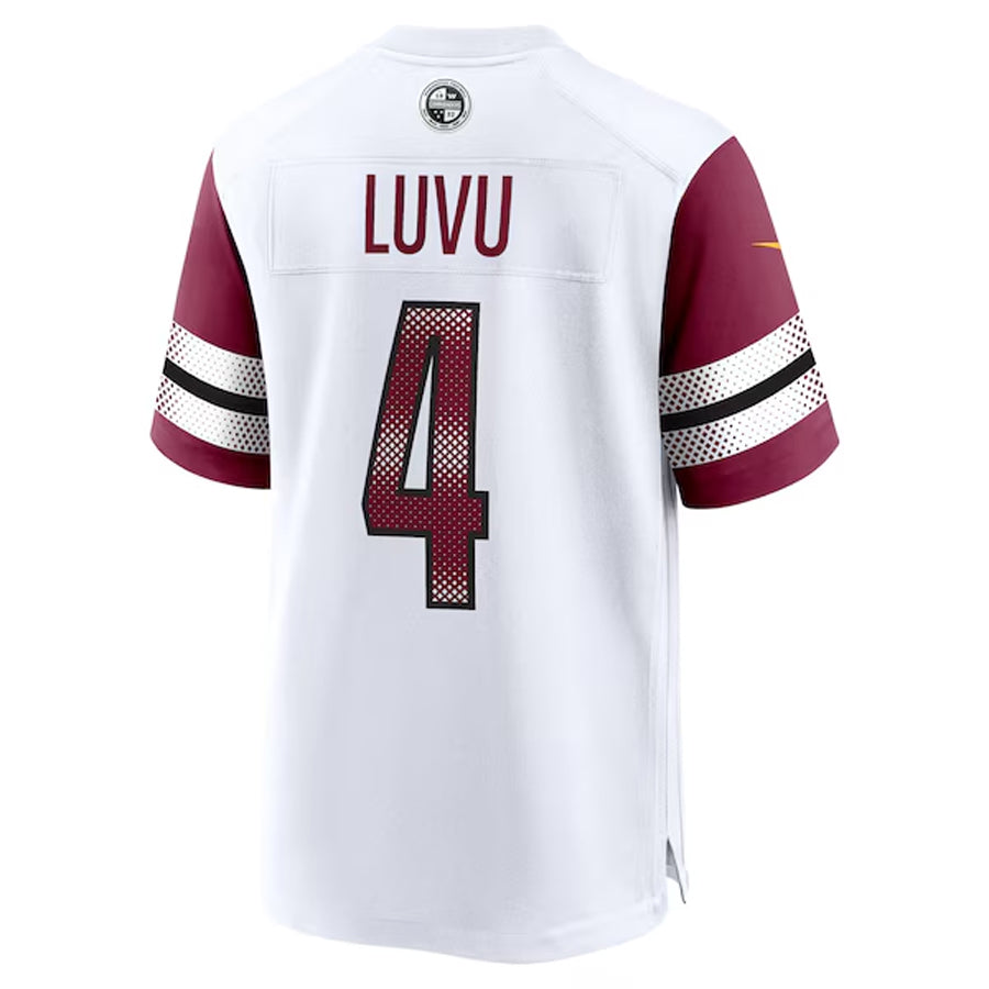 Elroe W.Commanders #4 Frankie Luvu Player White Home Game Football Jerseys