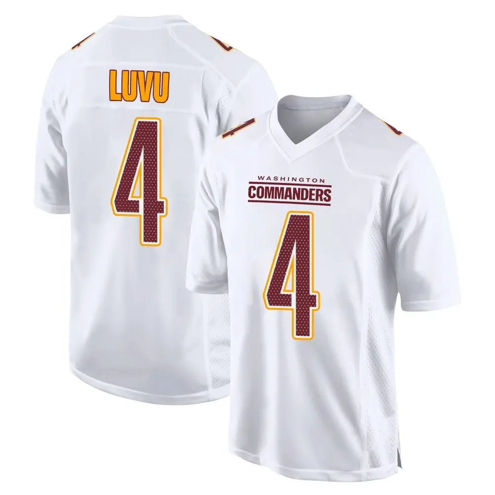 Elroe W.Commanders #4 Frankie Luvu Player White Tundra Fashion Home Game Stitched Jerseys