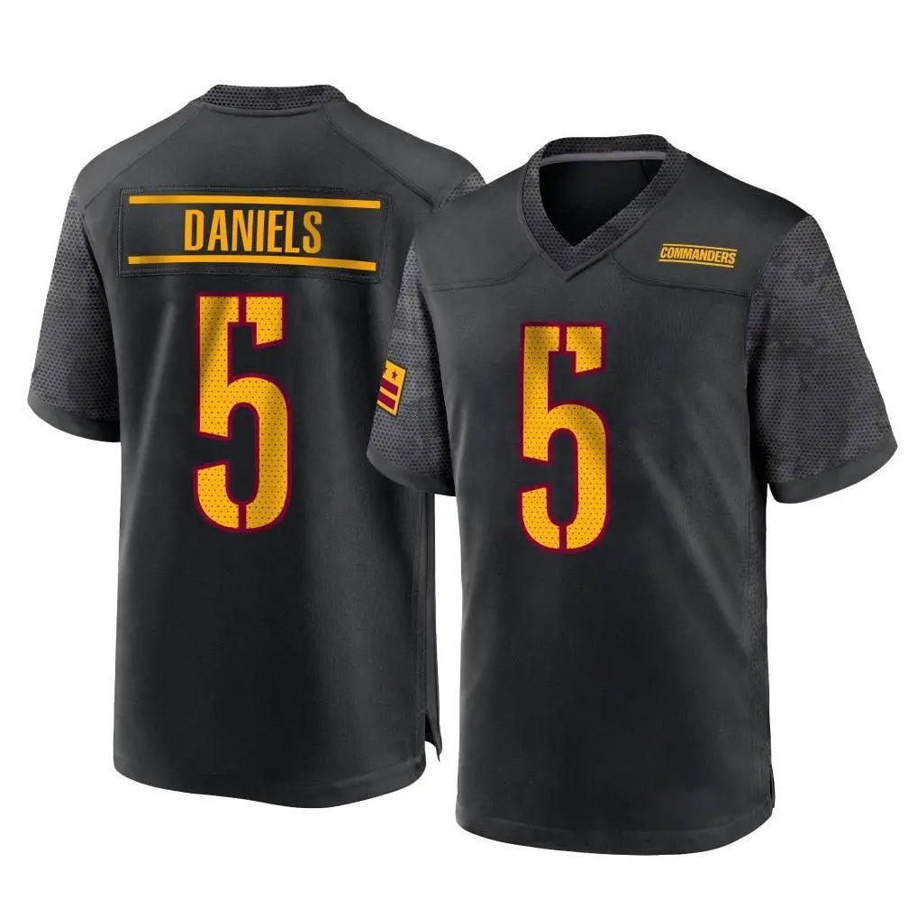 Elroe W.Commanders #5 Jayden Daniels Player Black Home Game Stitched Jerseys