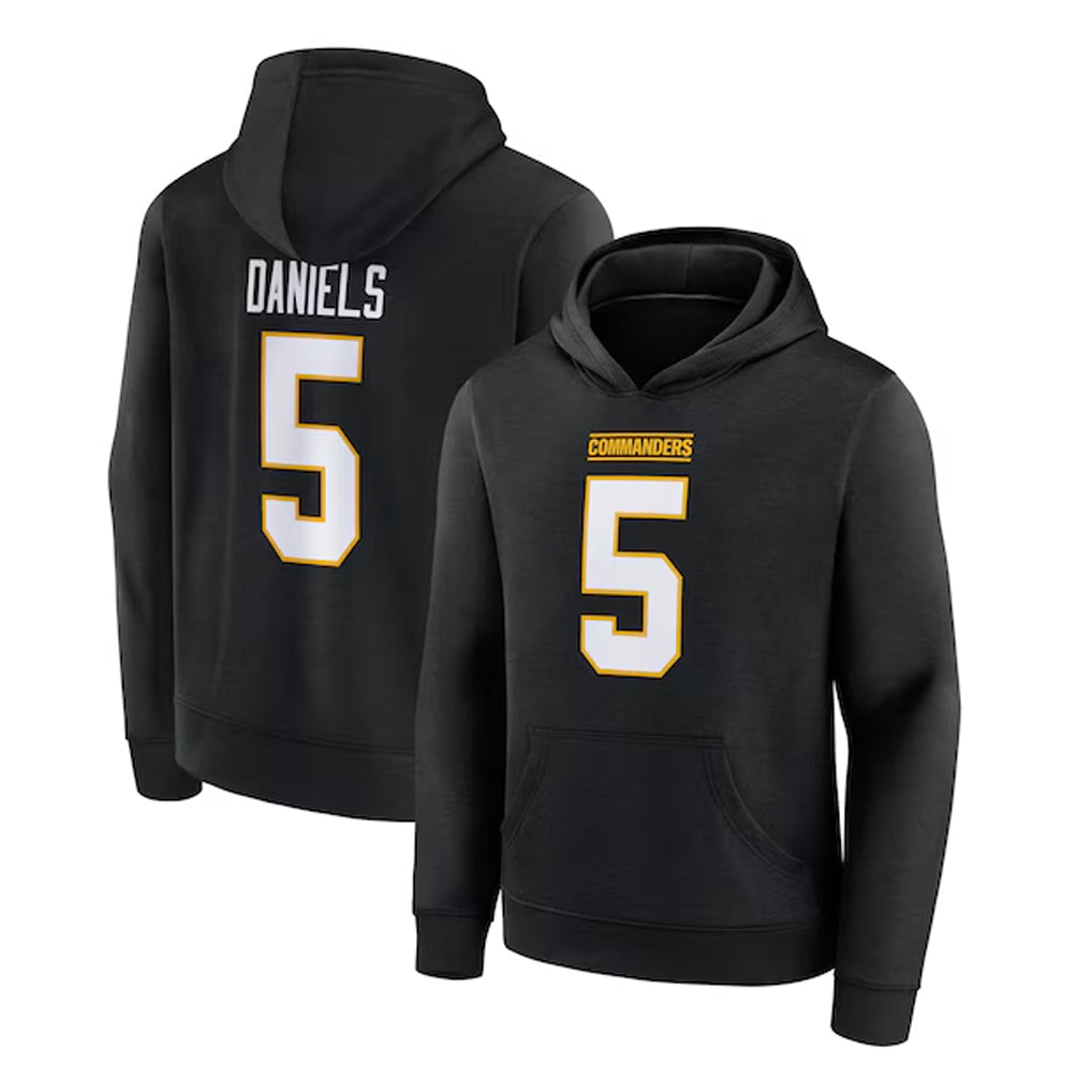 Elroe W.Commanders #5 Jayden Daniels Player Black Salute to Service Hoodies Stitched Jerseys