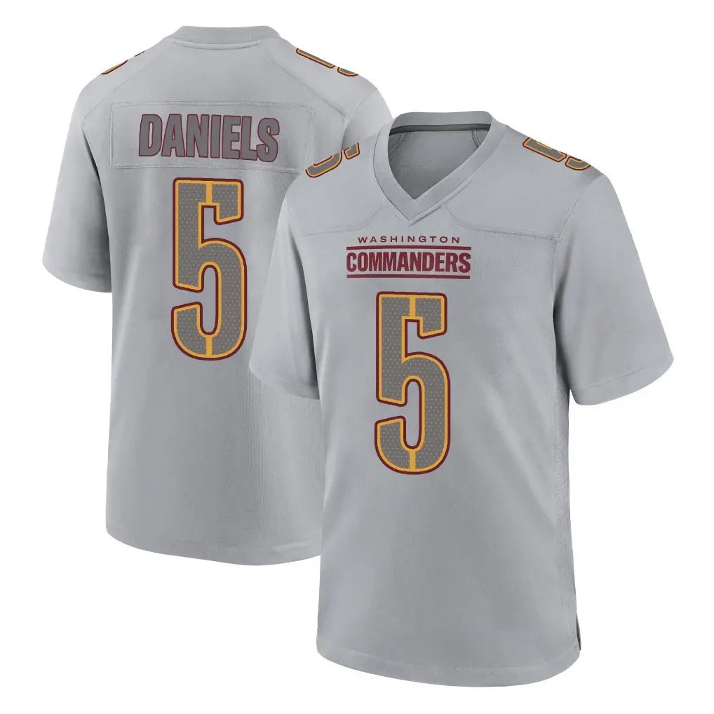 Elroe W.Commanders #5 Jayden Daniels Player Gray Atmosphere Fashion Home Game Stitched Jerseys