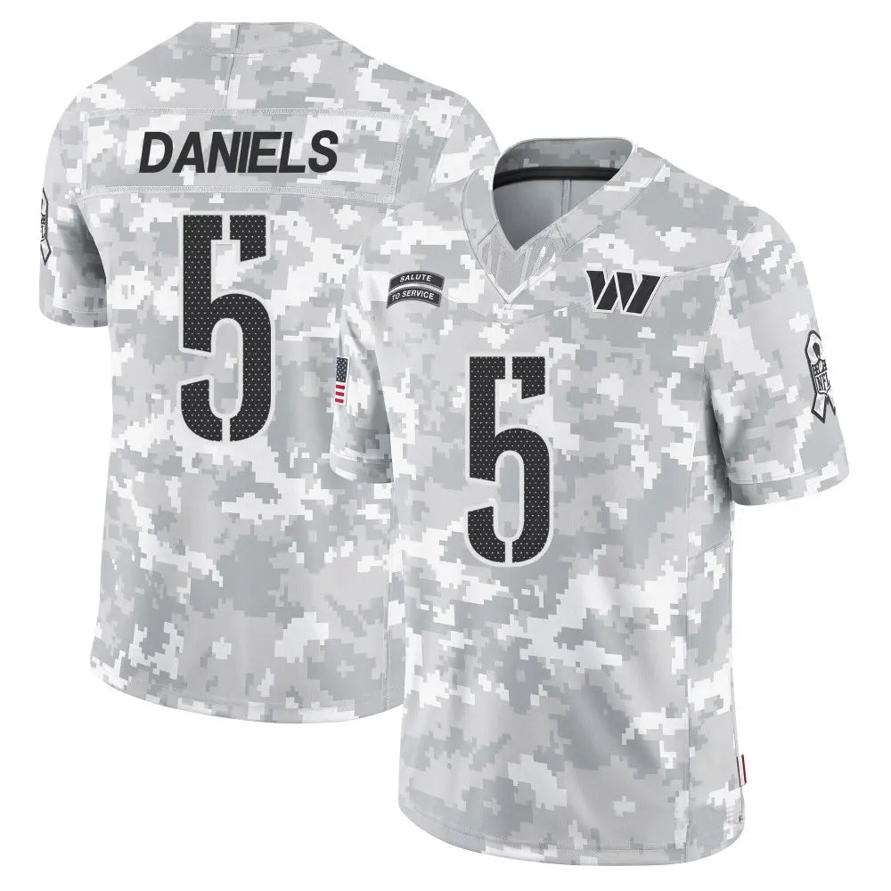 Elroe W.Commanders #5 Jayden Daniels Player Limited Arctic Camo Salute to Service Stitched Jerseys