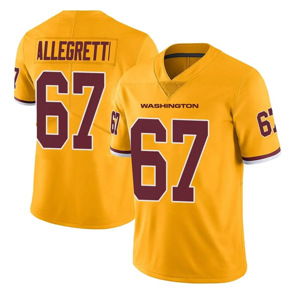 Elroe W.Commanders #67 Nick Allegretti Player Gold Limited Color Rush Home Game Stitched Jerseys