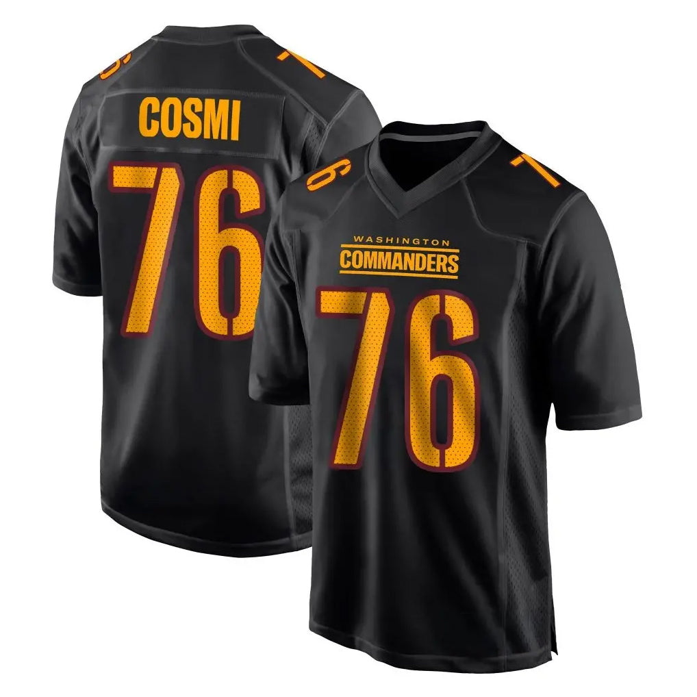 Elroe W.Commanders #76 Sam Cosmi Player Black Carbon Fashion Home Game Stitched Jerseys