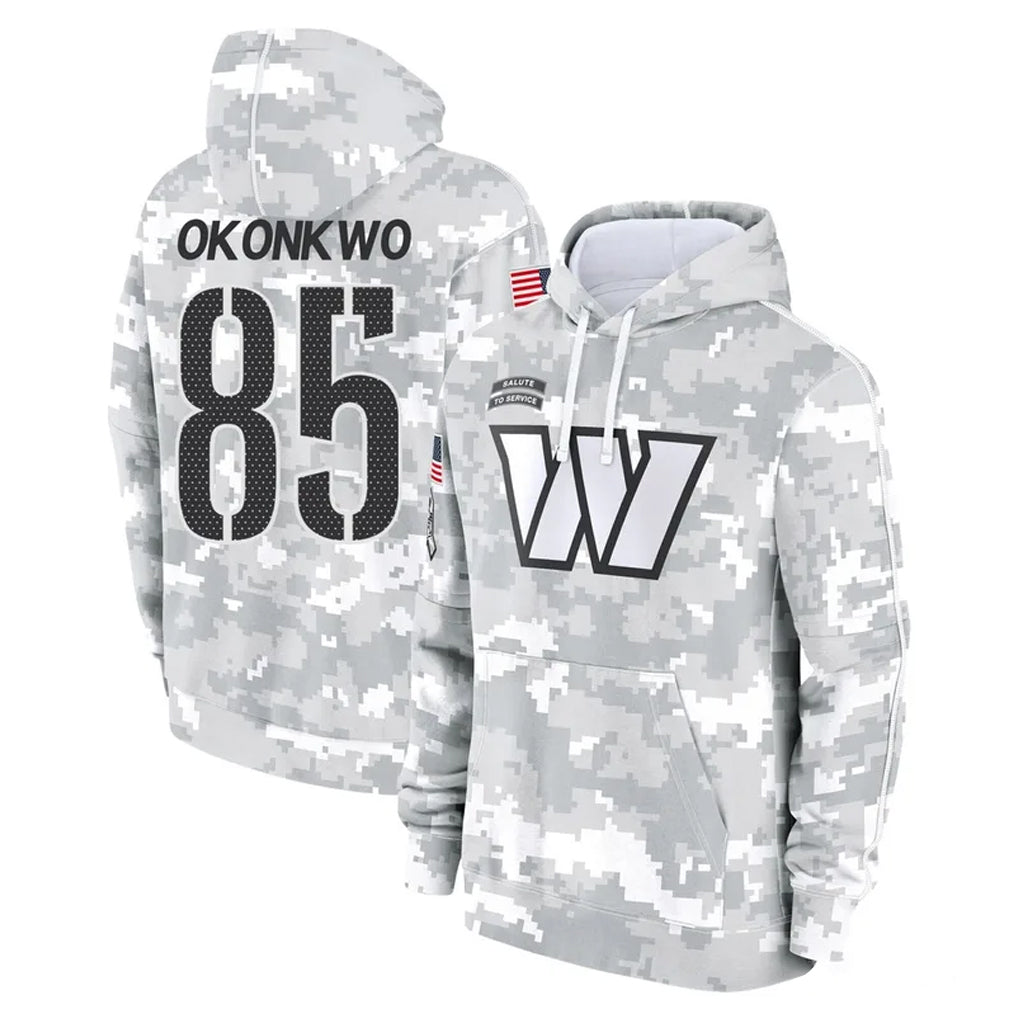 Elroe W.Commanders #85 Chig Okonkwo Player Arctic Camo Limited Salute to Service Pullover Hoodies Game Stitched Jerseys