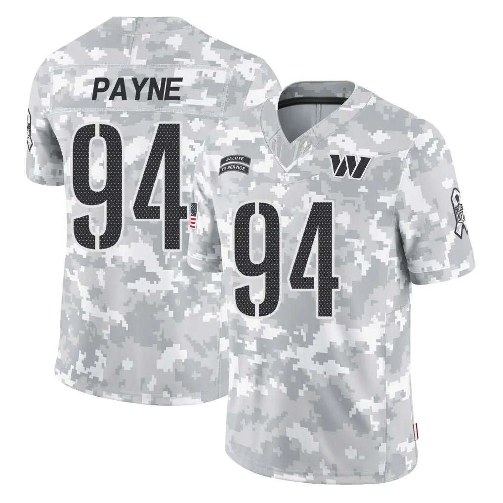 Elroe W.Commanders #94 Daron Payne Player Arctic Camo Limited Salute To Service Home Game Stitched Jerseys