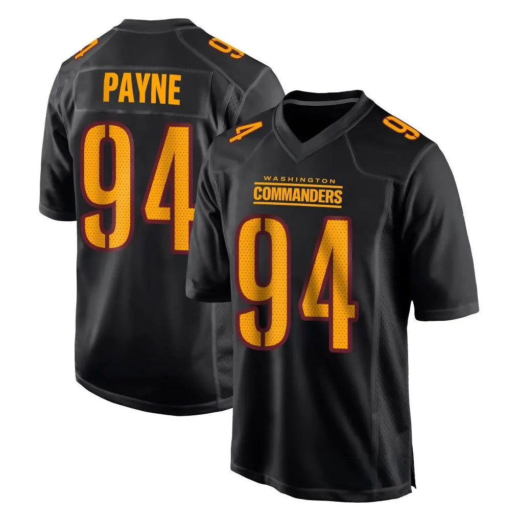 Elroe W.Commanders #94 Daron Payne Player Black Carbon Fashion Home Game Stitched Jerseys