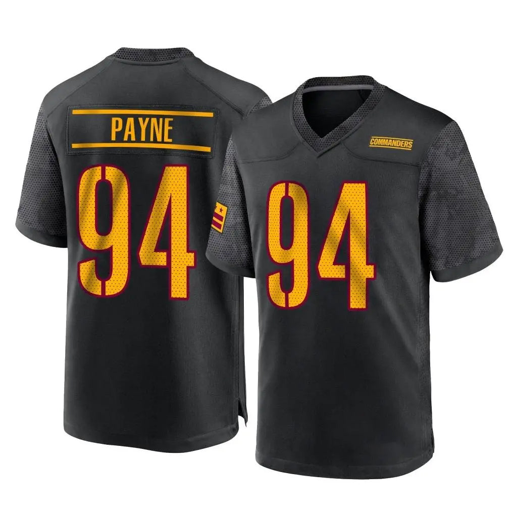 Elroe W.Commanders #94 Daron Payne Player Black Home Game Stitched Jerseys
