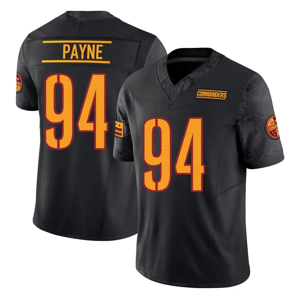 Elroe W.Commanders #94 Daron Payne Player Black Limited Vapor F.U.S.E. Home Game Stitched Jerseys