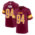 Elroe W.Commanders #94 Daron Payne Player Burgundy Home Game Stitched Jerseys