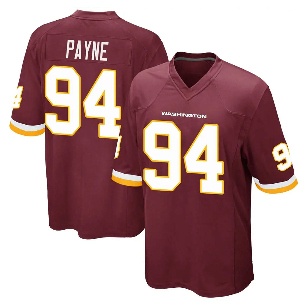 Elroe W.Commanders #94 Daron Payne Player Burgundy Team Color Home Game Stitched Jerseys