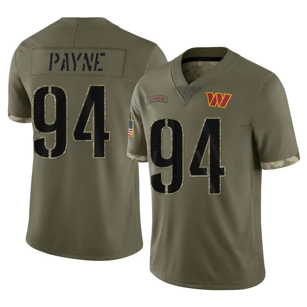 Elroe W.Commanders #94 Daron Payne Player Olive Salute To Service Limited Home Game Stitched Jerseys