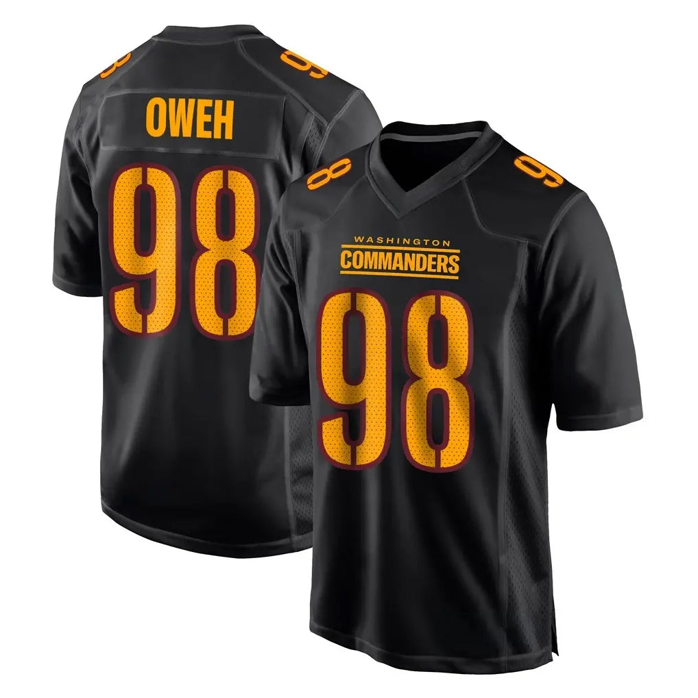 Elroe W.Commanders #98 Odafe Oweh Player Black Carbon Fashion Home Game Stitched Jerseys