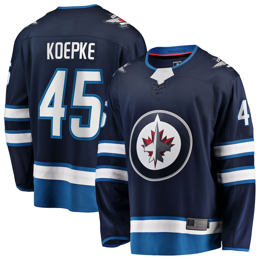 Elroe W.Jets #45 Cole Koepke Navy Home Breakaway Jerseys