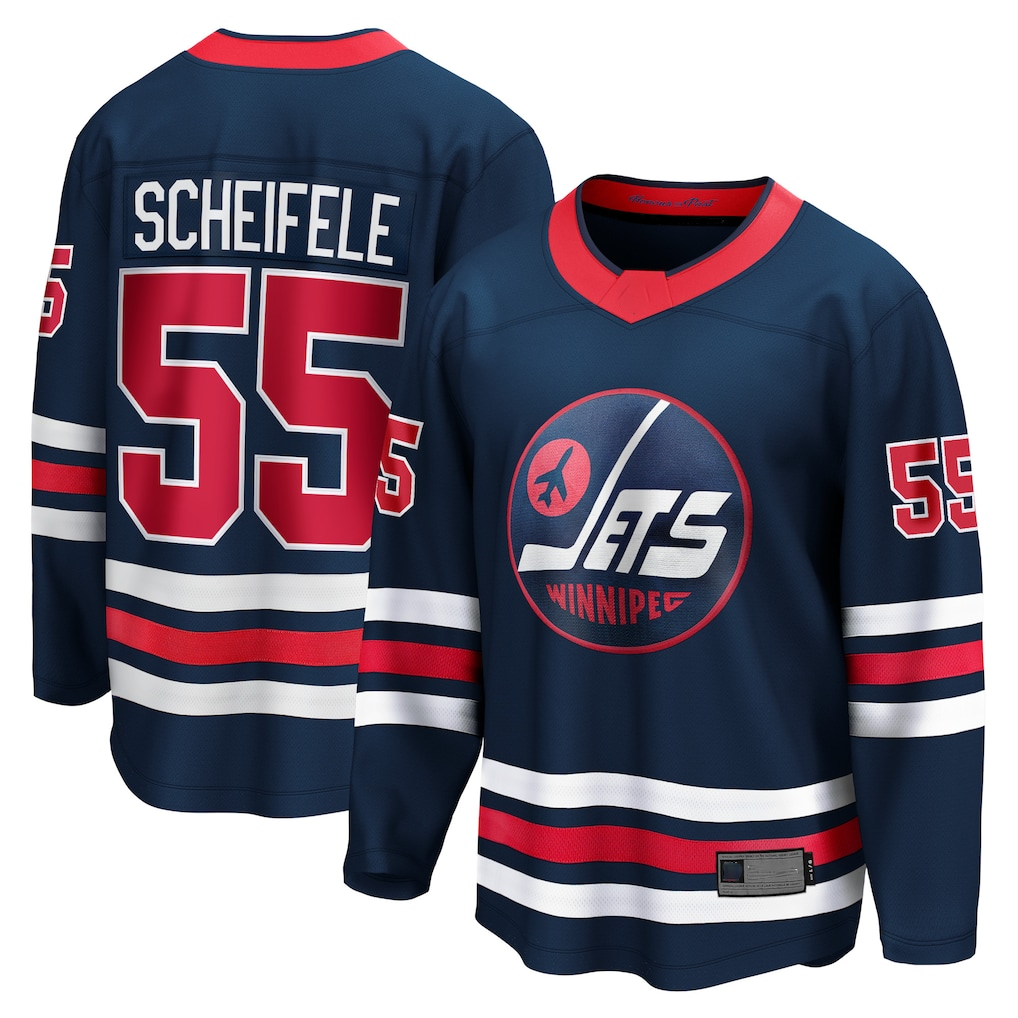 Elroe W.Jets #55 Mark Scheifele Navy Breakaway Jerseys