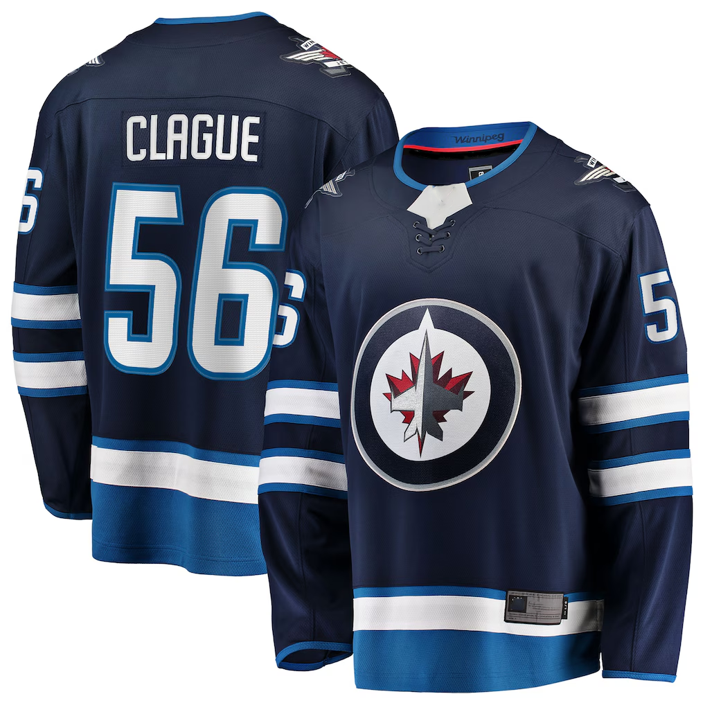 Elroe W.Jets #56 Kale Clague Navy Home Breakaway Jerseys