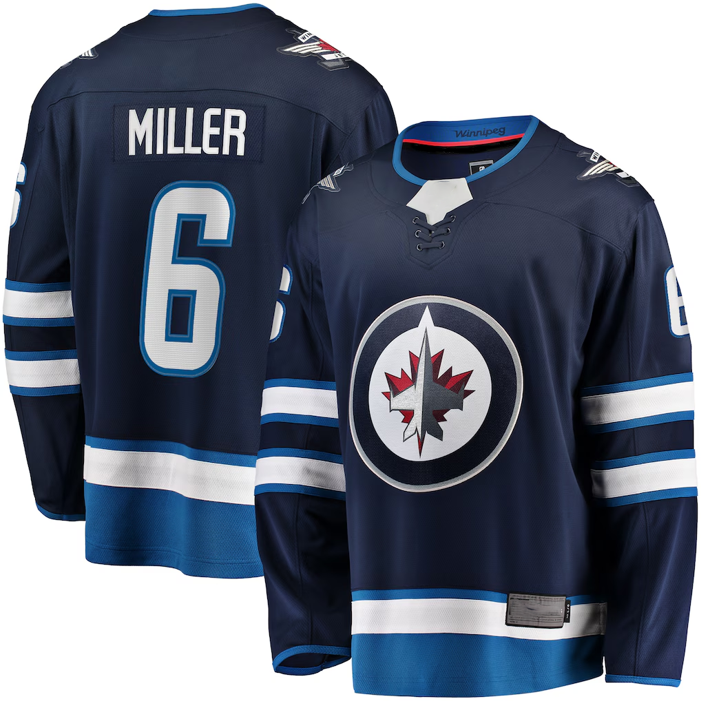 Elroe W.Jets #6 Colin Miller Navy Home Premier Breakaway Player Jerseys