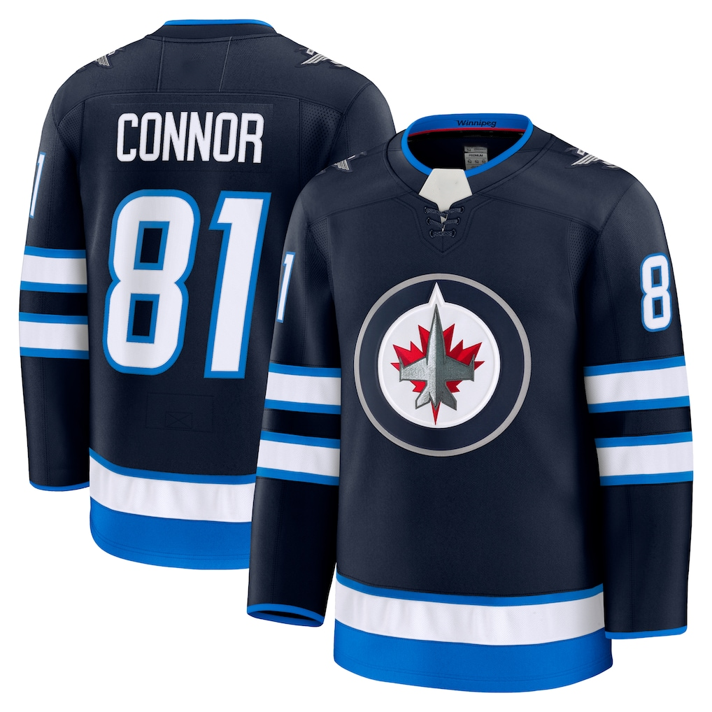 Elroe W.Jets #81 Kyle Connor Navy Home Premium Jerseys