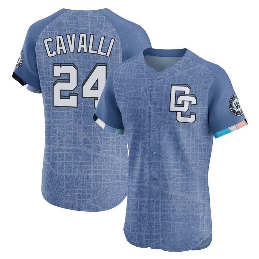Elroe W.Nationals #24 Cade Cavalli Player Blue City Connect Elite Limited Stitched Jerseys