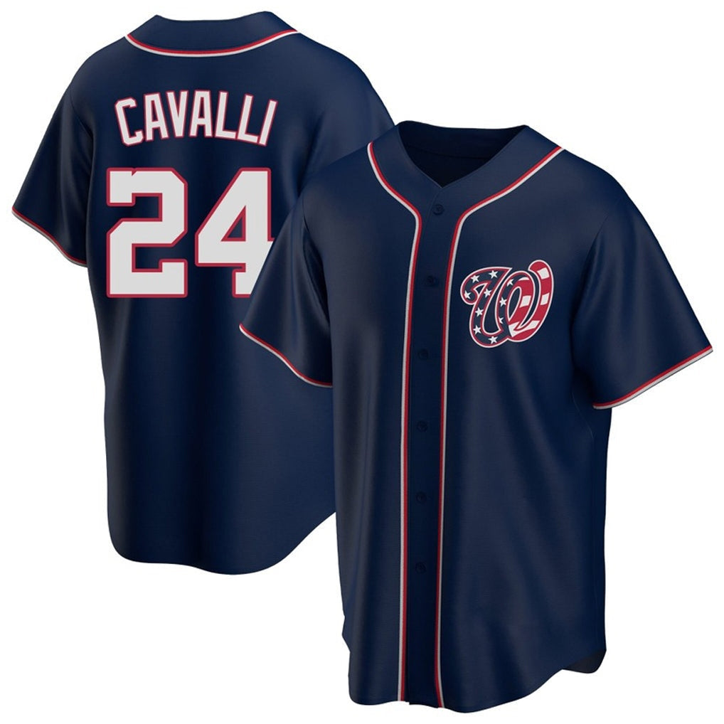 Elroe W.Nationals #24 Cade Cavalli Player Navy Blue Replica Game Stitched Jerseys