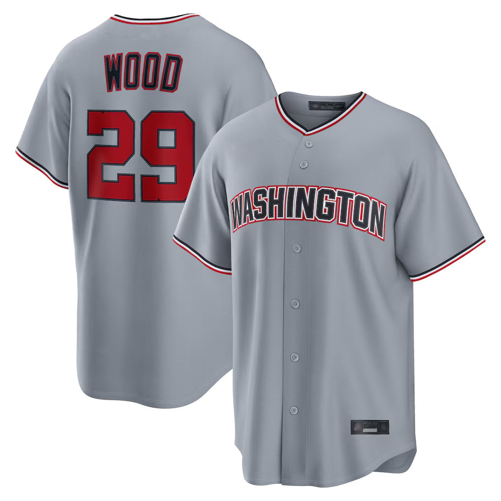 Elroe W.Nationals #29 James Wood Player Gray Road Replica Stitched Jerseys