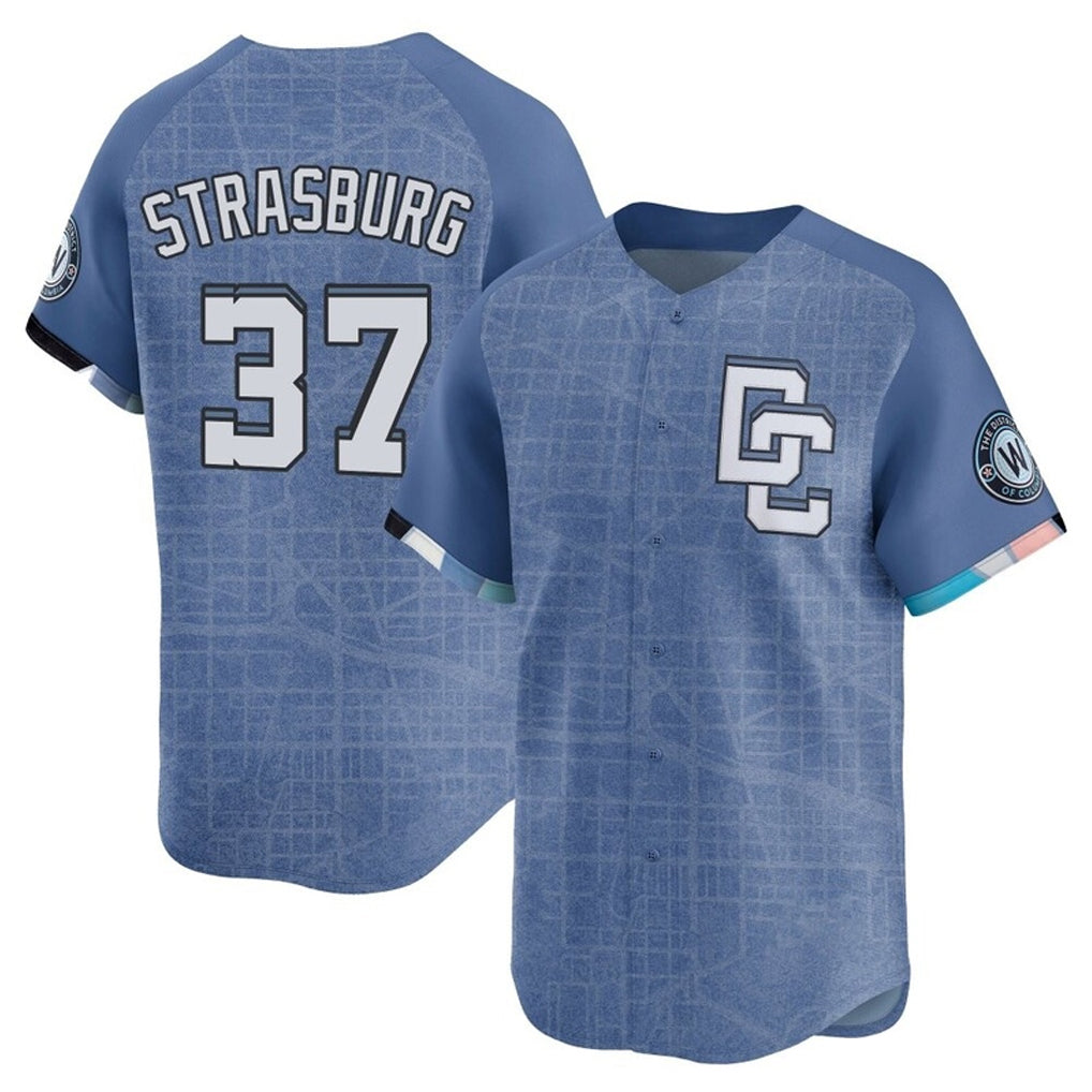 Elroe W.Nationals #37 Stephen Strasburg Player Blue City Connect Elite Stitched Jerseys