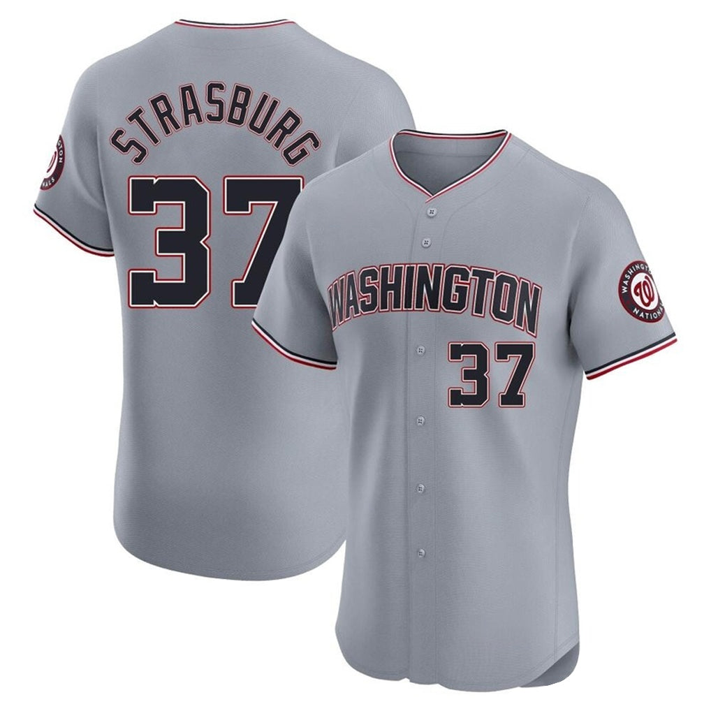Elroe W.Nationals #37 Stephen Strasburg Player Gray City Connect Elite Alternate Stitched Jerseys