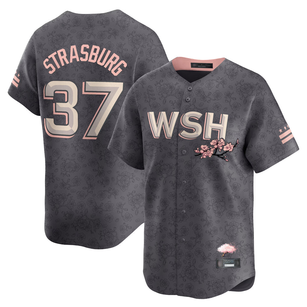 Elroe W.Nationals #37 Stephen Strasburg Player Gray City Connect Stitched Jerseys