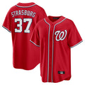 Elroe W.Nationals #37 Stephen Strasburg Player Red Alternate Replica Player Game Stitched Jerseys