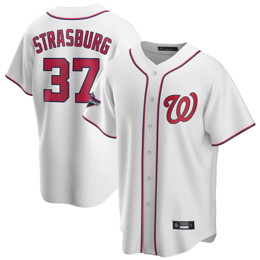Elroe W.Nationals #37 Stephen Strasburg Player White Game Stitched Jerseys