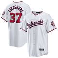 Elroe W.Nationals #37 Stephen Strasburg Player White Home Game Stitched Jerseys