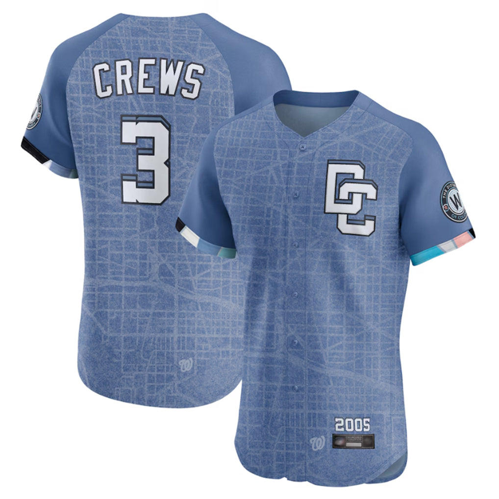 Elroe W.Nationals #3 Dylan Crews Player Blue City Connect Elite Stitched Jerseys