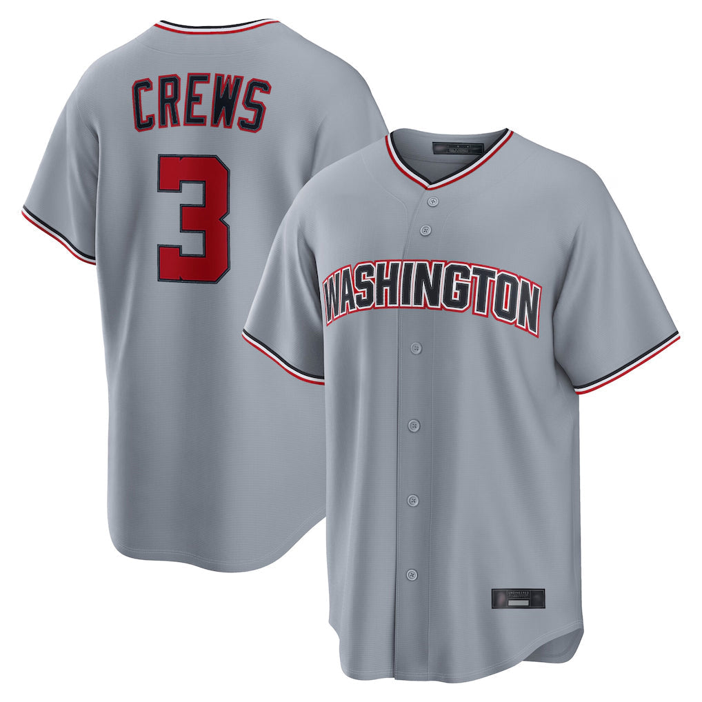 Elroe W.Nationals #3 Dylan Crews Player Gray Alternate Game Stitched Jerseys
