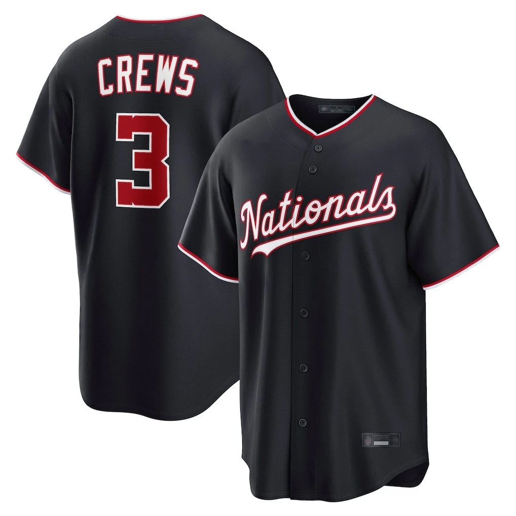 Elroe W.Nationals #3 Dylan Crews Player Navy Game Stitched Jerseys