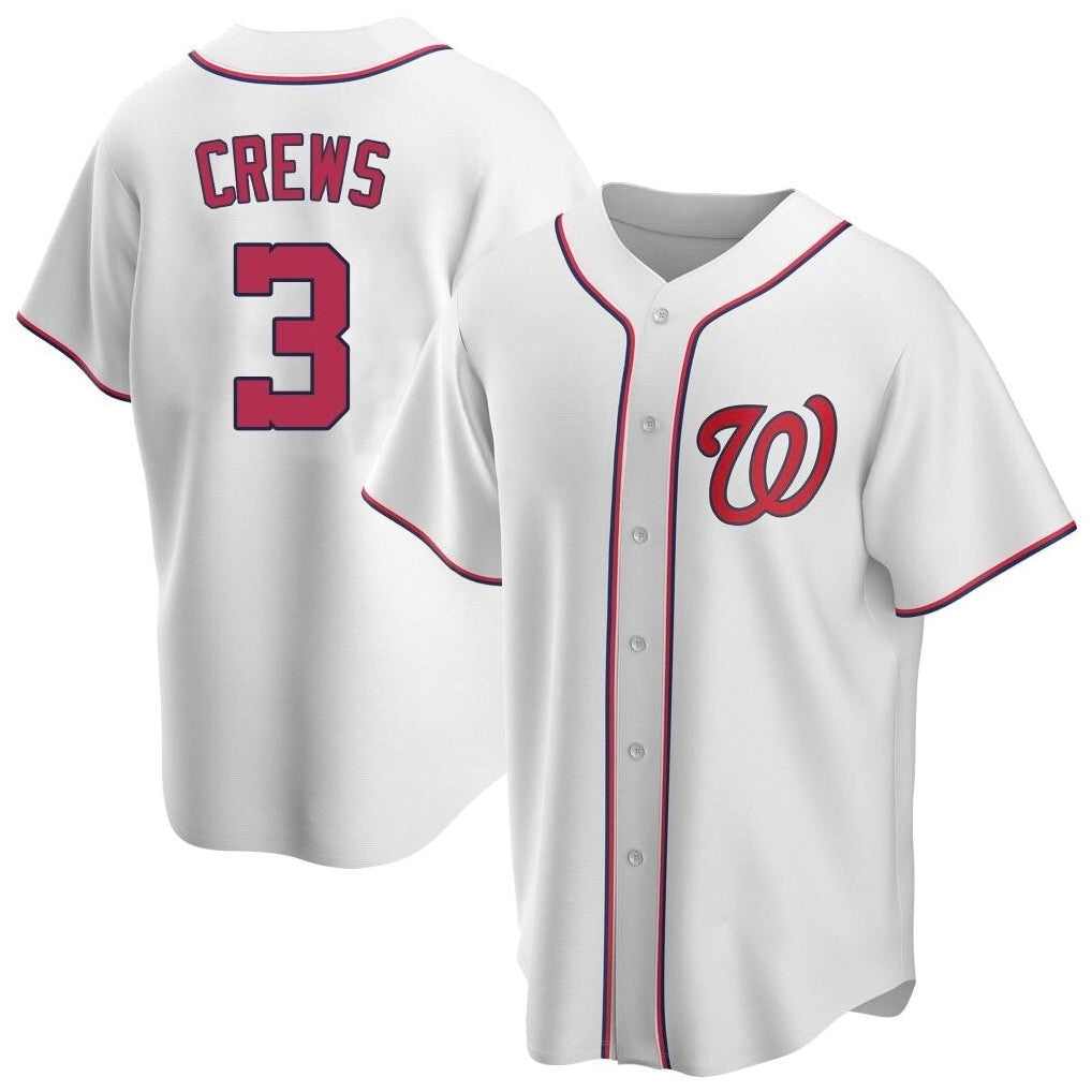 Elroe W.Nationals #3 Dylan Crews Player White Game Replica Stitched Jerseys