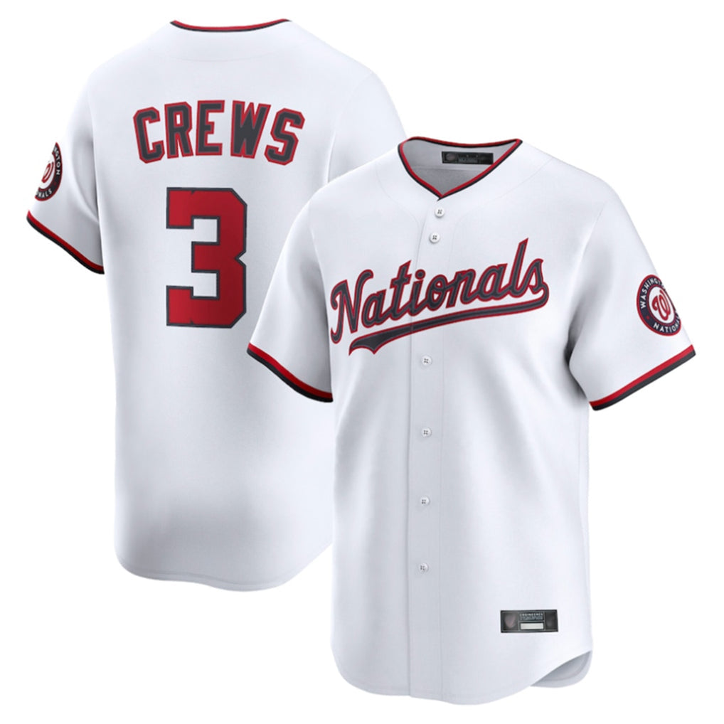 Elroe W.Nationals #3 Dylan Crews Player White Limited Replica Stitched Jerseys