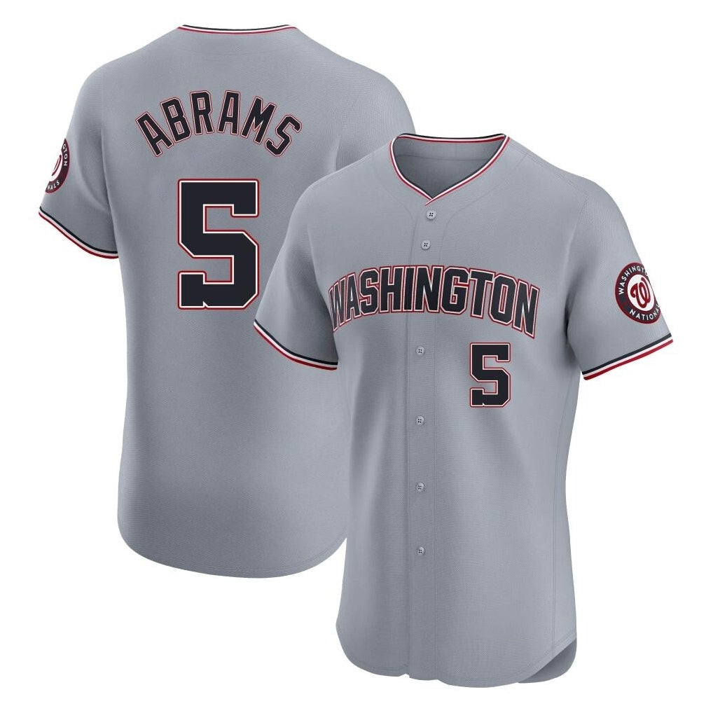Elroe W.Nationals #5 CJ Abrams Player Gray Elite Road Replica Stitched Jerseys