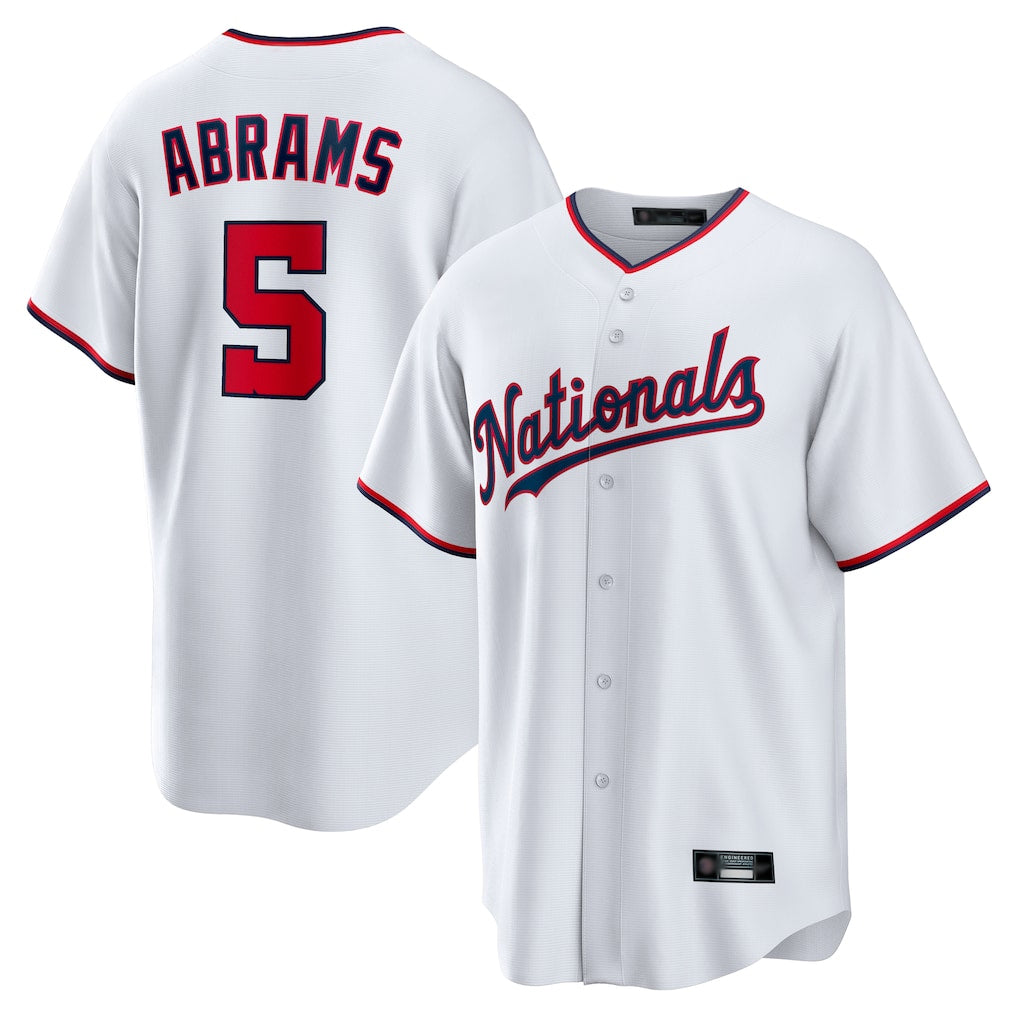 Elroe W.Nationals #5 CJ Abrams Player White Home Replica Stitched Jerseys