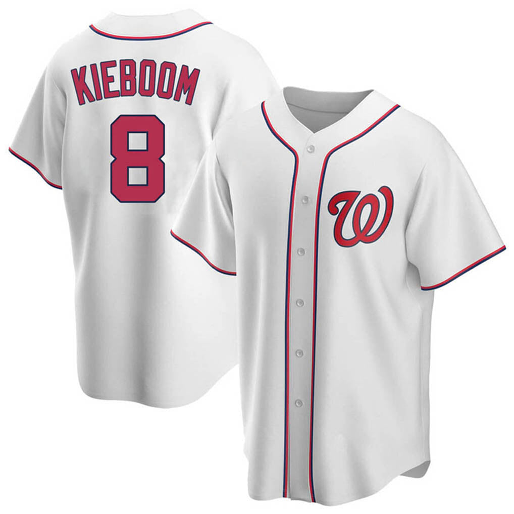 Elroe W.Nationals #8 Carter Kieboom Player White Home Replica Game Stitched Jerseys