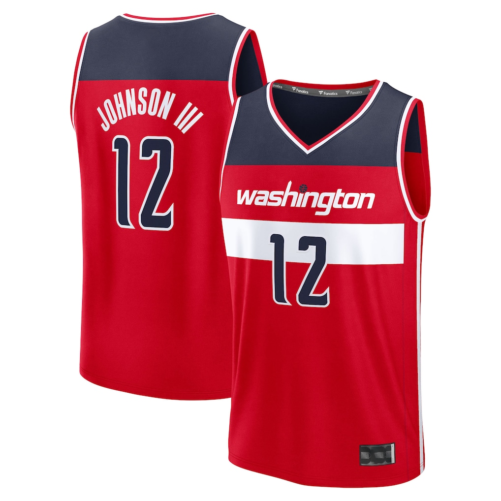 Elroe W.Wizards #12 Tre Johnson III Red 2025  Draft First Round Pick Fast Break Replica Jerseys - Icon Edition